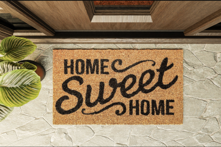 image of a home sweet home welcome mat