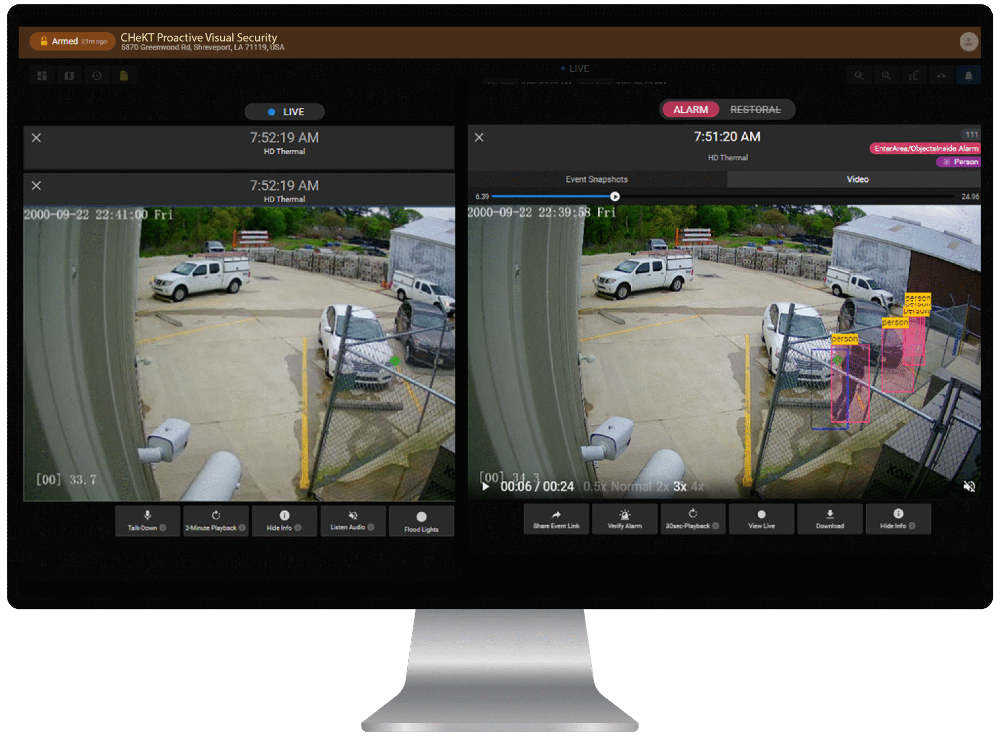 Actual side by side view of video footage