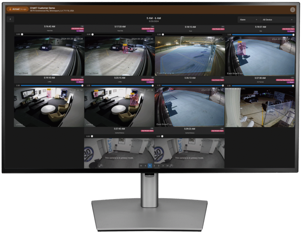 monitor with real-time security footage