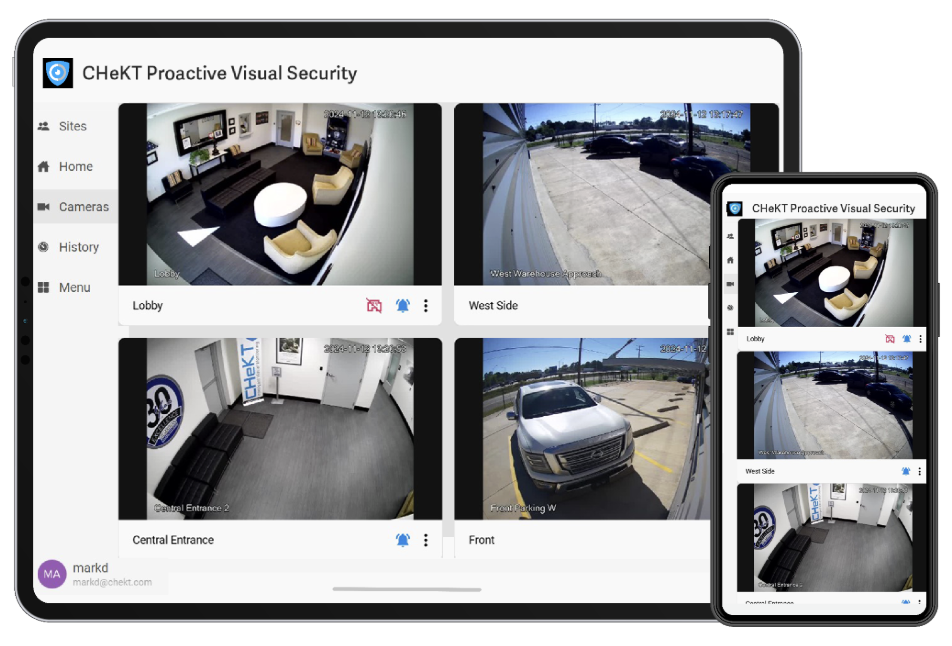 Cell phone and laptop with live footage