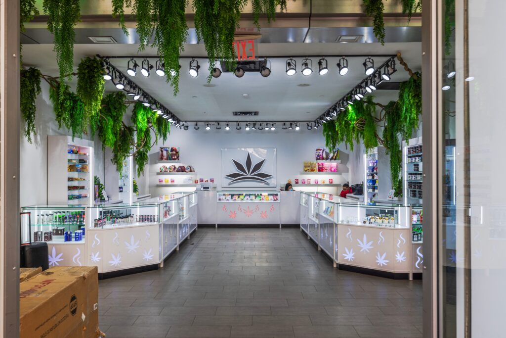 Cannabis dispensary security system monitoring sales floor