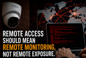 Remote access to cameras should mean remote monitoring not remote exposure to hacks.